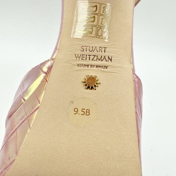Stuart Weitzman Womens Ryder 95 Platform Heel Sandal US 9.5 Pink Leather EUC - Picture 11 of 14